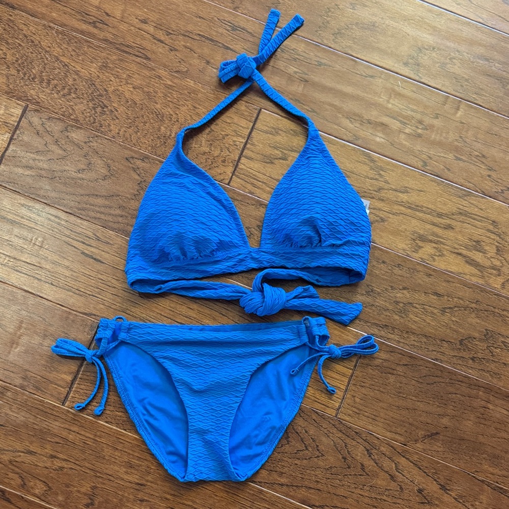 Victorias Secret Blue Textured Bikini -M